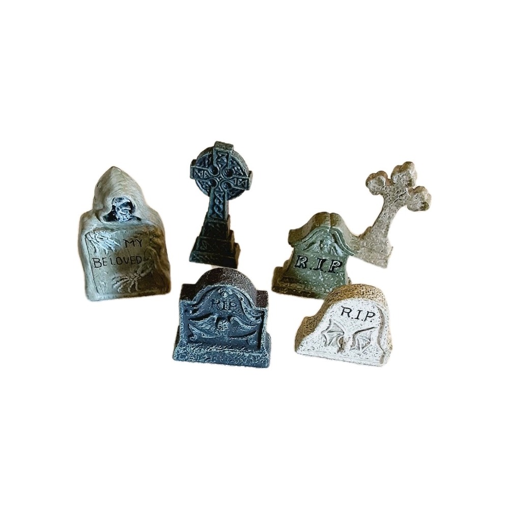 Department 56 TOMBSTONES Set of 6 Halloween Village accessories